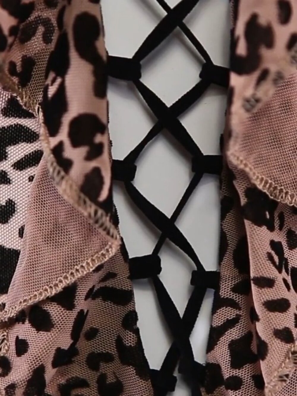 Sexy Leopard Print Mesh Romper Sleeveless Bodycon Shorts Jumpsuit Y2K One Piece - Picture 7 of 7